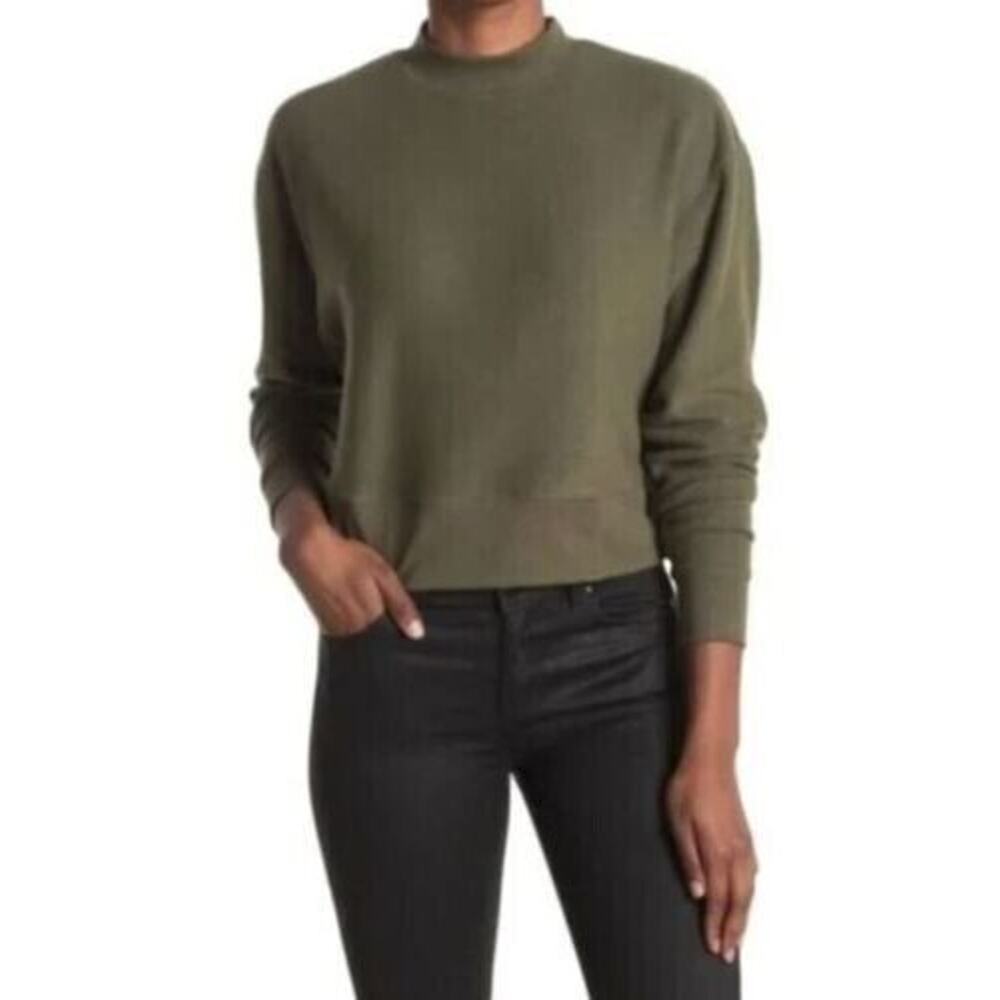 Abound Women's Mock Neck Cozy Fleece Long Sleeve Pullover in Olive Night XSmall